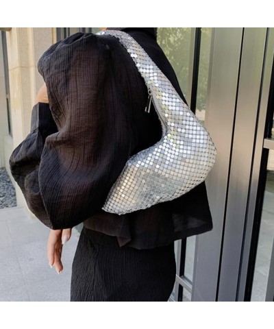 Shoulder Bag Sequin Purse Evening Bag Y2k Purse 2000s Fashion Rave Accessories Evening Bags and Clutches Silver Clutch Silver...