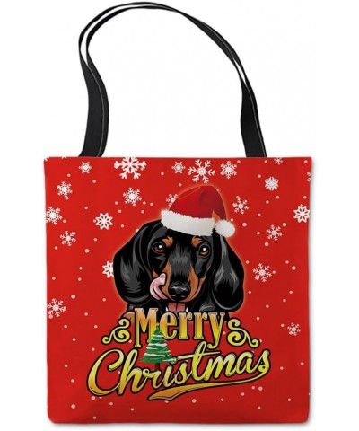 Merry Christmas Canvas Tote Bag Cockapoo Dog Tote Handbag Gift for Dog Lovers Red Dachshund 3 $10.59 Totes