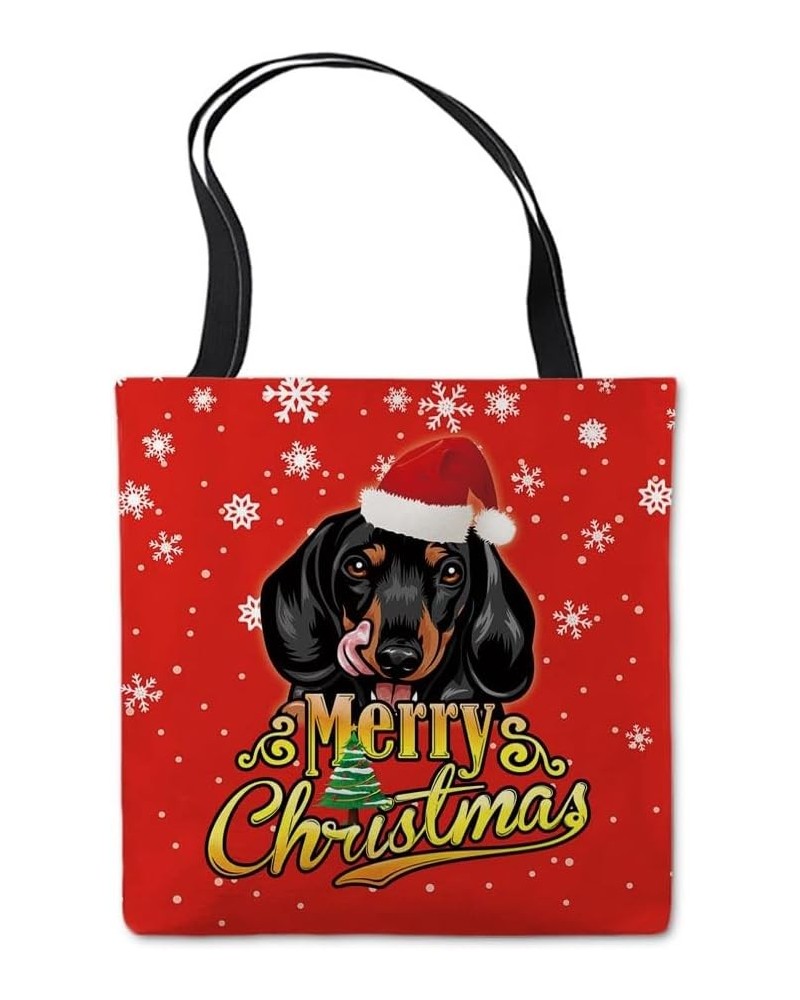 Merry Christmas Canvas Tote Bag Cockapoo Dog Tote Handbag Gift for Dog Lovers Red Dachshund 3 $10.59 Totes