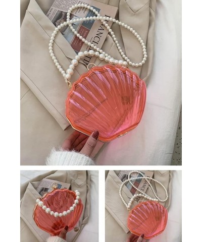 Fairy Shell Purse for Women Eveing Bag Clear Handbag Chic Bright Pearl Purse Party Clutch Shoulder Bag Pink $20.51 Clutches