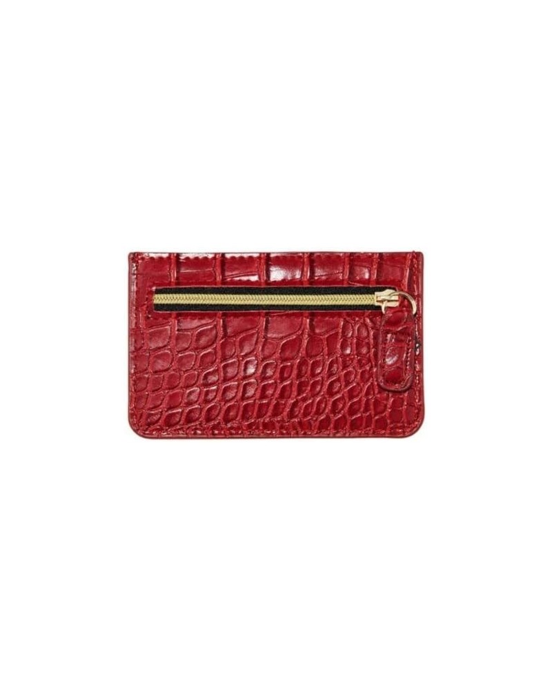 B-Low the Belt Red Faux Crocodile Skin Stitched Card Holder Wallet $6.21 Wallets