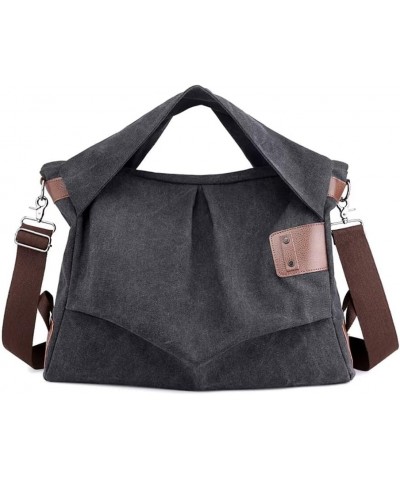 Canvas Hobo Bag for Women Large Size Handbag for Daily Use Tote Bag Top Handle Satchel Purse with Adjustable Strap Black $31....