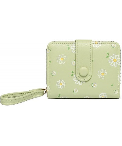 Cute Daisy Flowers Print Wallets with Exterior Zipper Around Coin Purse Bifold Bill Wallet with ID Window (Pink) Green $9.89 ...