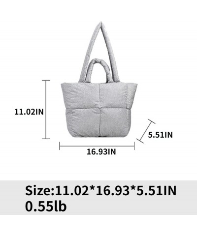 Down Winter Tote Bag Soft Puffer Shoulder Bag Nylon Padding Shopping Bag Large Capacity Grey $15.05 Backpacks