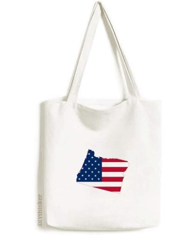 Oregon USA Map Stars Stripes Flag Tote Canvas Bag Shopping Satchel Casual Handbag $14.57 Totes