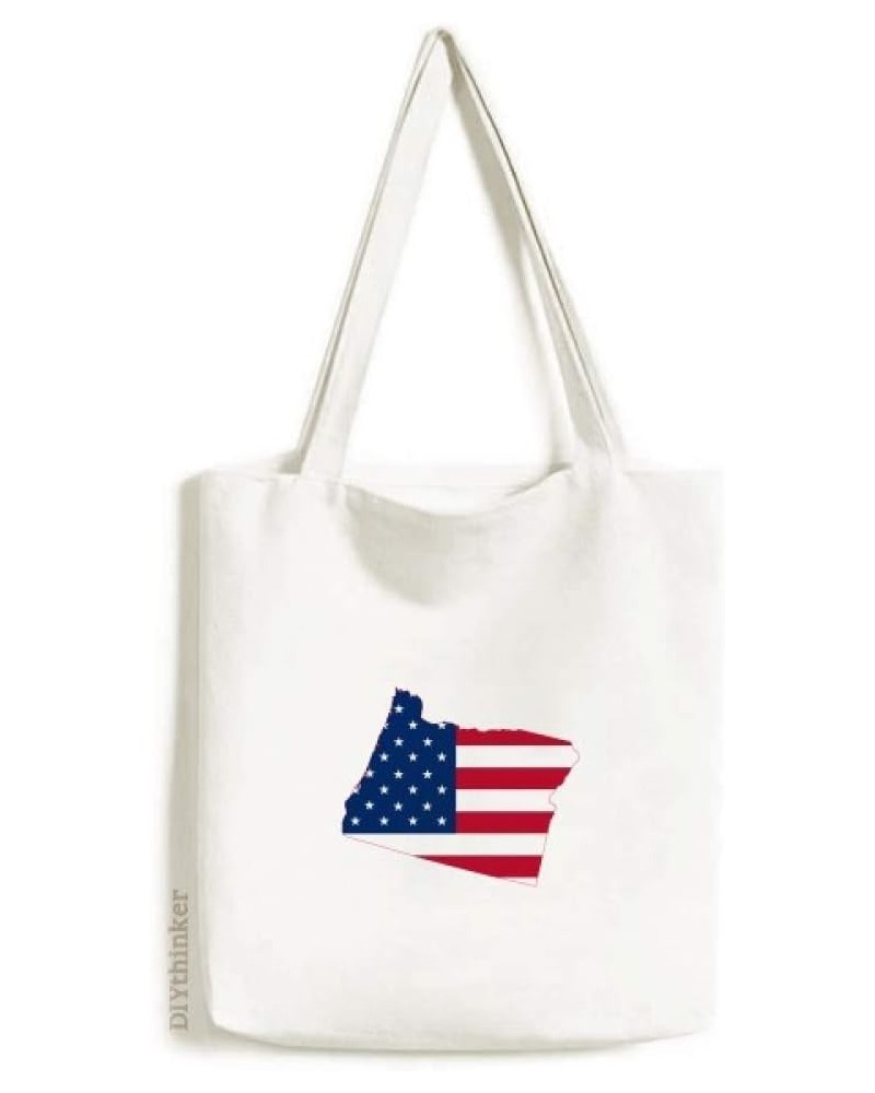 Oregon USA Map Stars Stripes Flag Tote Canvas Bag Shopping Satchel Casual Handbag $14.57 Totes