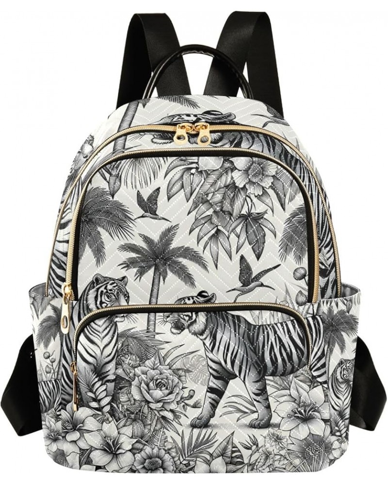 Small Backpack Purse for Women, Tigers Palm Tree Travel Bag Casual Daypack Shoulder Bag Small $15.48 Backpacks