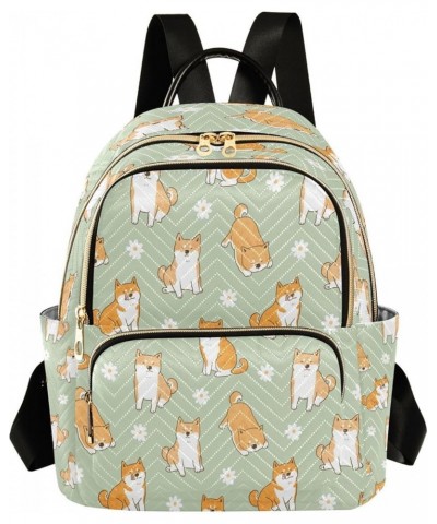 Cartoon Shiba Inu Dog Flower Women Backpack Purse Ladies Fashion Shoulder Bag Daypack Travel Bag 7.5L Medium $15.80 Backpacks