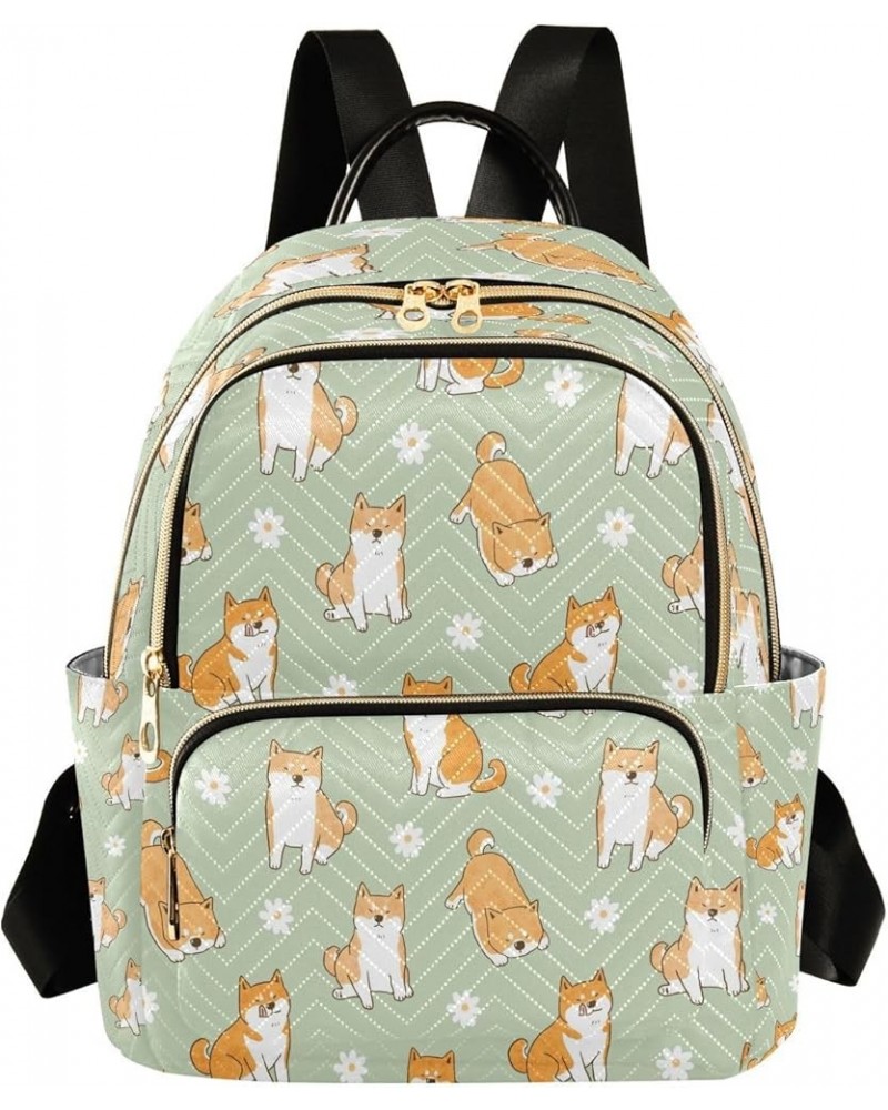 Cartoon Shiba Inu Dog Flower Women Backpack Purse Ladies Fashion Shoulder Bag Daypack Travel Bag 7.5L Medium $15.80 Backpacks