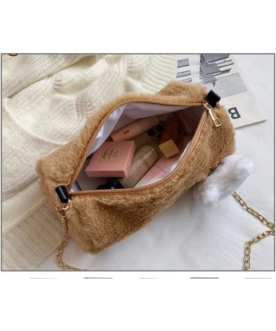 Women cute bears Circle Circular chain Crossbody Bags plush shoulder bag handbag Wallet Purse Bag Girl (A style Pink) A Style...