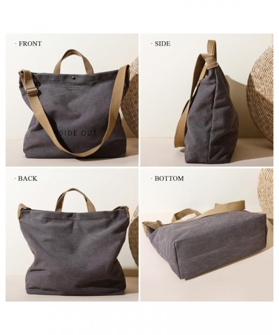 The Tote Bag for Women, Large Canvas Tote Bag with Zipper Fashion Shoulder Crossbody Bag Handbag (Black) C-grey $22.86 Totes