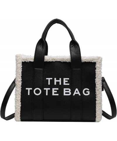 The Tote Bag for Women，Mini Tote Bags for Women，Leather Tote Bag with Lamb Wool,Handbag for Office, Travel, School Black $18....