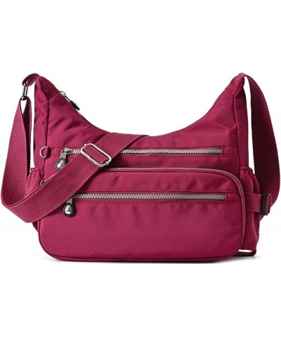 Crossbody Purse Bag Fabric Nylon Multi Pocket Tote Ladies Messenger Handbag Red $13.12 Totes