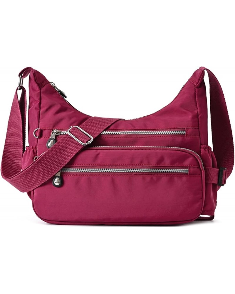 Crossbody Purse Bag Fabric Nylon Multi Pocket Tote Ladies Messenger Handbag Red $13.12 Totes