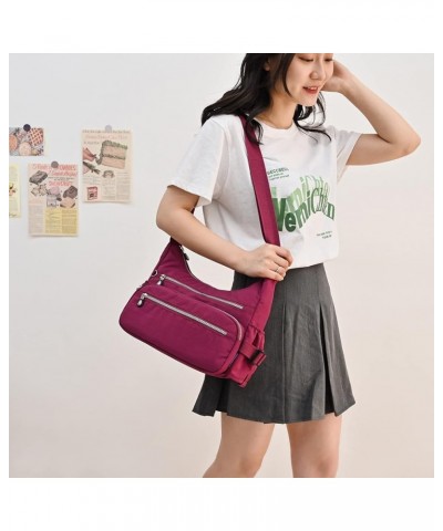 Crossbody Purse Bag Fabric Nylon Multi Pocket Tote Ladies Messenger Handbag Red $13.12 Totes