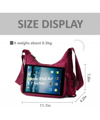 Crossbody Purse Bag Fabric Nylon Multi Pocket Tote Ladies Messenger Handbag Red $13.12 Totes