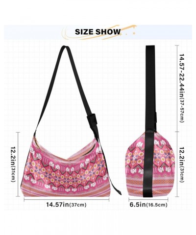 Tribal Ukrainian Geometric Hobo Crossbody Bags for Women Leather Large Shoulder Bag Cross Body Traditional Oriental Pattern T...