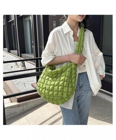 Quilted Puffer Tote Bags for Women Lightweight Quilted Padding Shoulder Bag Satchel Handbag Zip Puffer Bag Green L-yellow $11...