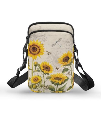 Small Crossbody Purse for Women Mini Wallet Travel Cell Phone Bag Shoulder Handbags with Removable Shoulder Strap Sunflower $...