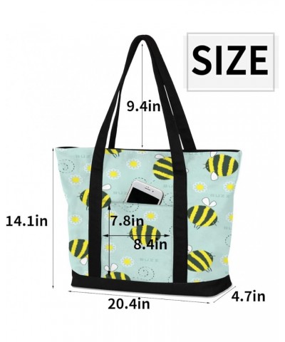 Tote Bag for Women Canvas Shoulder Bag Large Casual Handbag Lightweight Tote Bag with Zipper for Work Travel Shopping Lovely ...