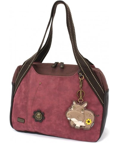 Bowling Tote Bag Burgundy Hippo - Burgundy $34.50 Totes