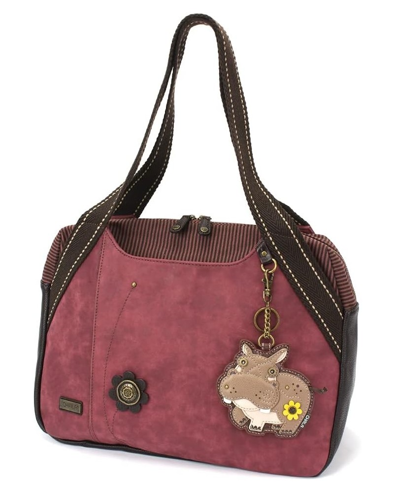 Bowling Tote Bag Burgundy Hippo - Burgundy $34.50 Totes