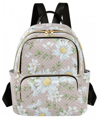 Chamomile Daisy Flowers Floral Mini Backpack Purse for Women Travel Bag Fashion Daypack Back Pack Shoulder Bag Multicolor Med...