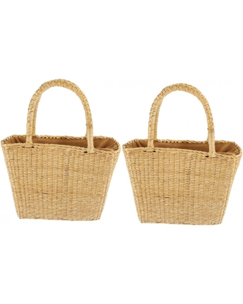 2pcs Straw Bag Rattan Baskets for Storage Woven Summer Bag Summer Woven Tote Beach Tote Bags Large Tote Bag Boho Straw Handba...