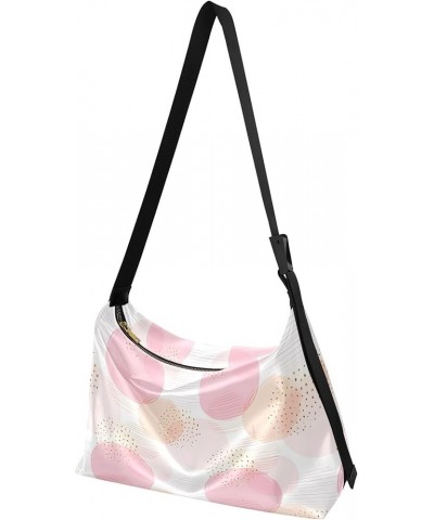 Abstract Geometric Circles Gold Leather Hobo Bags for Women Large Crossbody Bags Graphic Leaf Print Shoulder Handbag Pink Geo...