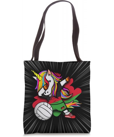 Dabbing Unicorn Malawi Volleyball Fans Jersey Malawian Flag Tote Bag $10.02 Totes