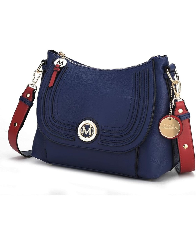 Crossbody Bag for Women, Designer Lady Purse Large Messenger Maggie Navy Wine $22.88 Crossbody Bags