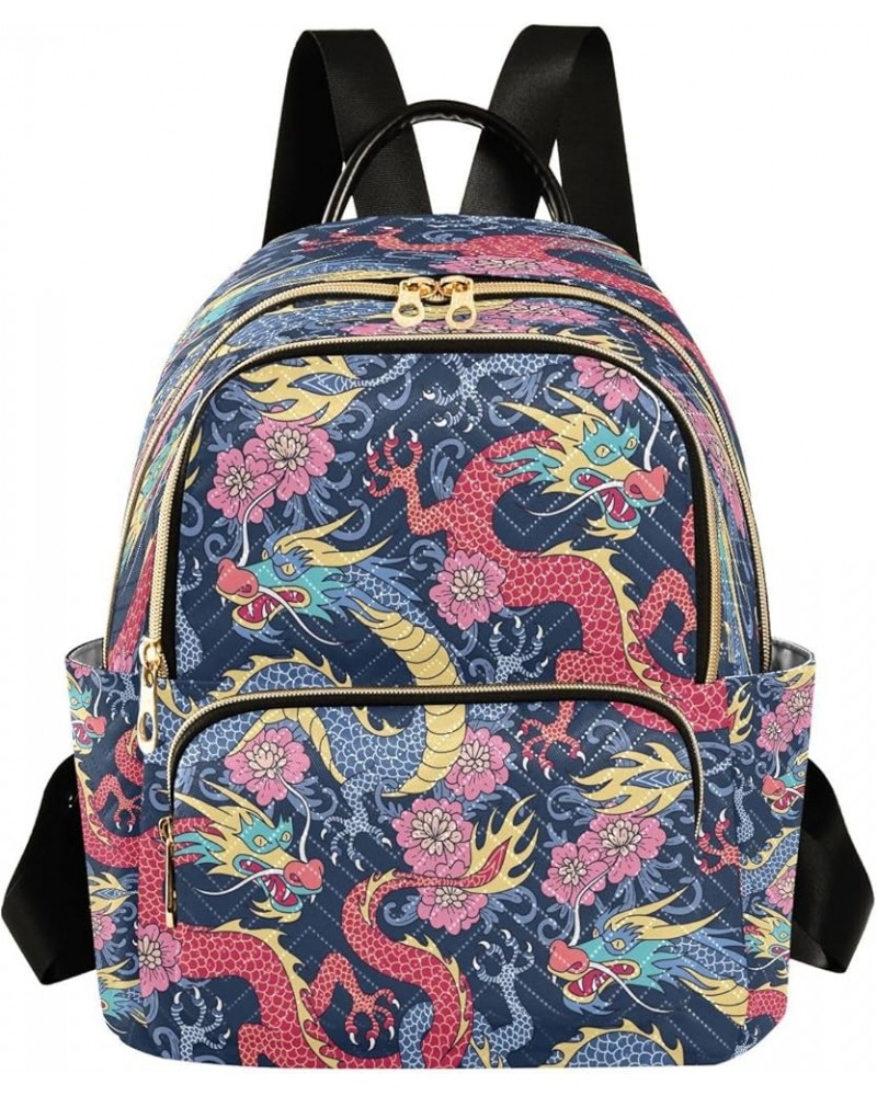 Blue Red Dragons Women Backpack Purse Ladies Fashion Shoulder Bag Daypack Travel Bag 10L Medium $18.19 Backpacks