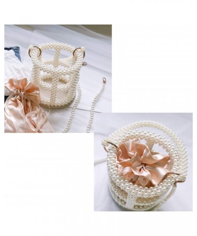 YUSHINY Women Hollow Handmade Pearl Beaded Bucket Evening Bag Artificial Leather Bottom with Pink InnerBag & DustBag $21.23 E...