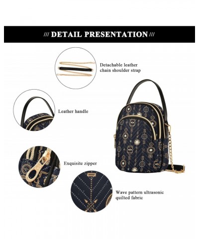 Stars and Magic Golden Wreath Quilted Crossbody Bag for Women, Small Cell Phone Bag Shoulder Handbags Purse with Leather Stra...