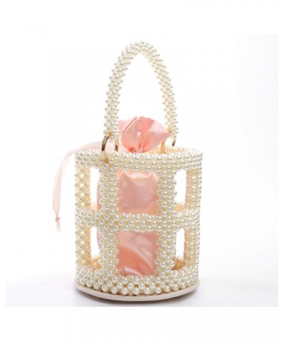 YUSHINY Women Hollow Handmade Pearl Beaded Bucket Evening Bag Artificial Leather Bottom with Pink InnerBag & DustBag $21.23 E...