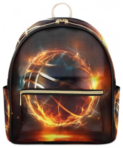 Fire Basketball Backpack Purse for Women PU Leather Lightweight Ladies Shoulder Fashion Satchel Bags Travel Casual Daypack $2...