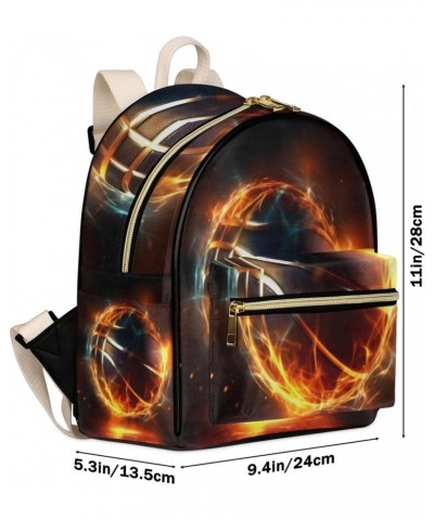 Fire Basketball Backpack Purse for Women PU Leather Lightweight Ladies Shoulder Fashion Satchel Bags Travel Casual Daypack $2...