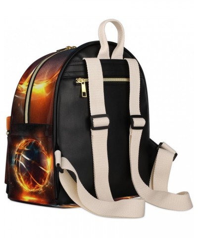 Fire Basketball Backpack Purse for Women PU Leather Lightweight Ladies Shoulder Fashion Satchel Bags Travel Casual Daypack $2...