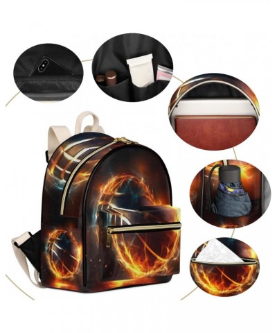 Fire Basketball Backpack Purse for Women PU Leather Lightweight Ladies Shoulder Fashion Satchel Bags Travel Casual Daypack $2...