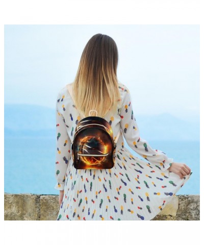 Fire Basketball Backpack Purse for Women PU Leather Lightweight Ladies Shoulder Fashion Satchel Bags Travel Casual Daypack $2...