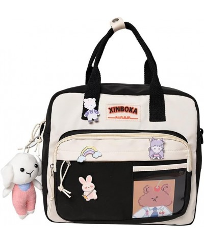 Kawaii Backpack Cute Messenger Bag Crossbody Canvas Tote Bag for Women Kawaii Ita Bag with Kawaii Accessories A07-black $14.7...