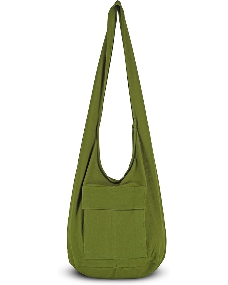 Crossbody Handbag Boho Handmade Cotton Bag For Unisex Olive $11.39 Crossbody Bags