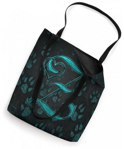 Paw Print Letter Z Teal Pet Dog Cat Animal Heart Love Name Tote Bag $12.67 Totes