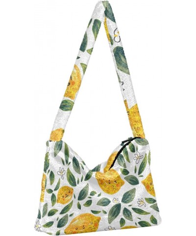 Fruit Women Boho Handbag Avocado Flower Pineapple Gold Gorgeous Cute Lemon Green Leaves Underarm Bag Tote Bag Shoulder Bag Cr...