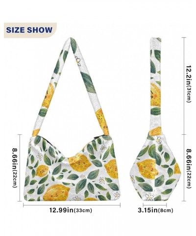 Fruit Women Boho Handbag Avocado Flower Pineapple Gold Gorgeous Cute Lemon Green Leaves Underarm Bag Tote Bag Shoulder Bag Cr...