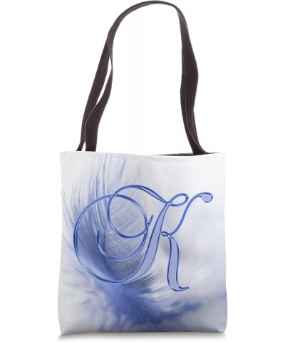 K Blue Feather Bird Animal Nature Initial Letter Name Art Tote Bag $12.67 Totes