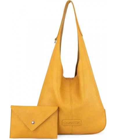 Hobo Bags Purse for Women Ultra Soft Foldable Shoulder Slouchy Handbags with Coin Purse B-yellow $15.29 Hobo Bags