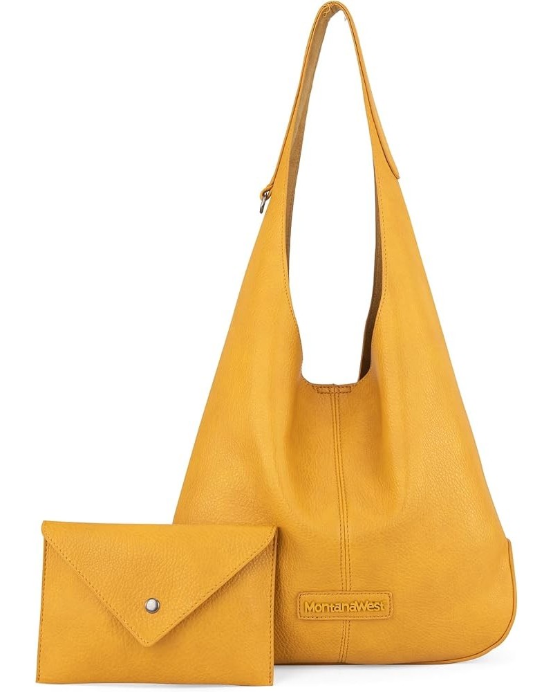 Hobo Bags Purse for Women Ultra Soft Foldable Shoulder Slouchy Handbags with Coin Purse B-yellow $15.29 Hobo Bags