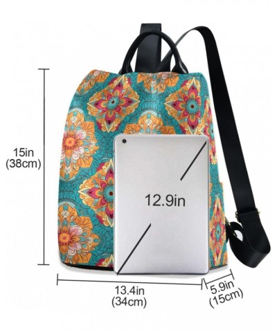 Mandala Boho Flowers Womens Backpack Purse Shoulder Bag Travel Backpack Bookbag Casual Satchel Bags for Travel Work Women Lad...