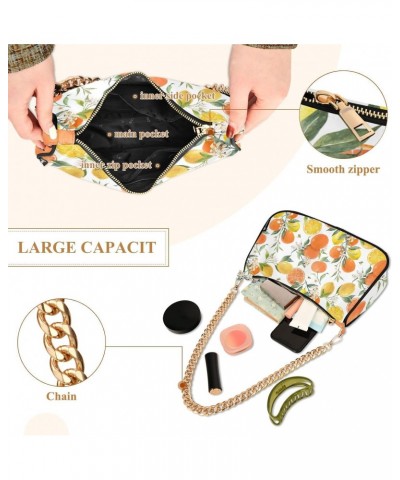 Small Chain Shoulder Bag for Women Orange Lemon Fruit Hobo Handbags Tote Clutch Bag Ladies Crossbody Bag Purse with Zipper $1...